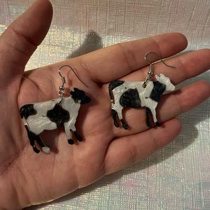 Cow themed resin earrings